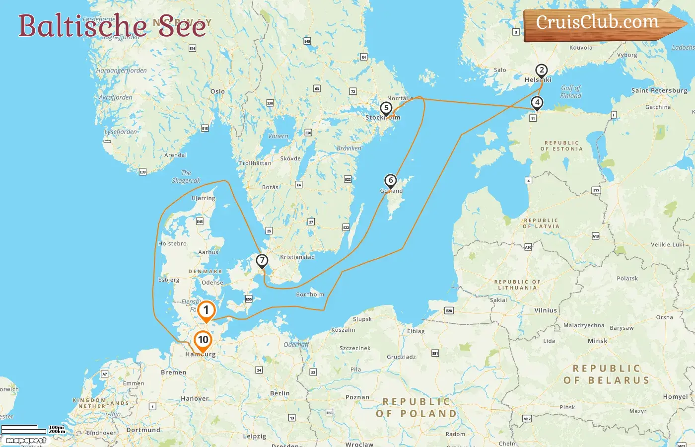 Kreuzfahrt in der Ostsee von Kiel nach Hamburg an Bord des Schiffes Queen Victoria mit Besuchen in Finnland, Estland, Schweden, Dänemark und Deutschland für 10 Tage
