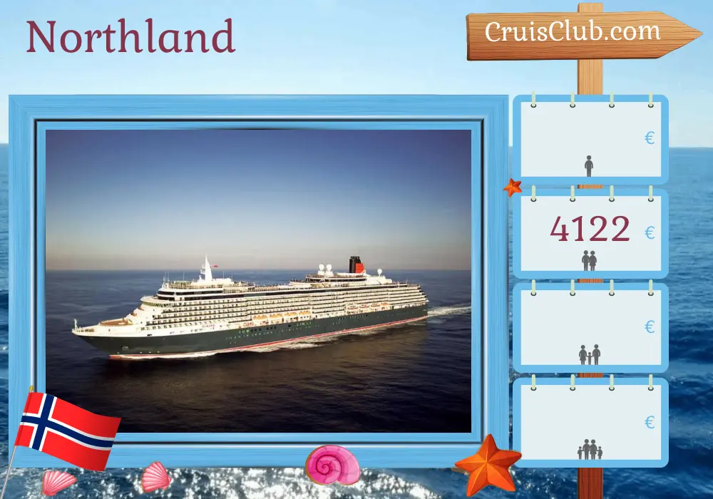 Cruise in the Northland from Southampton aboard Queen Victoria ship with visits to Norway for 13 days