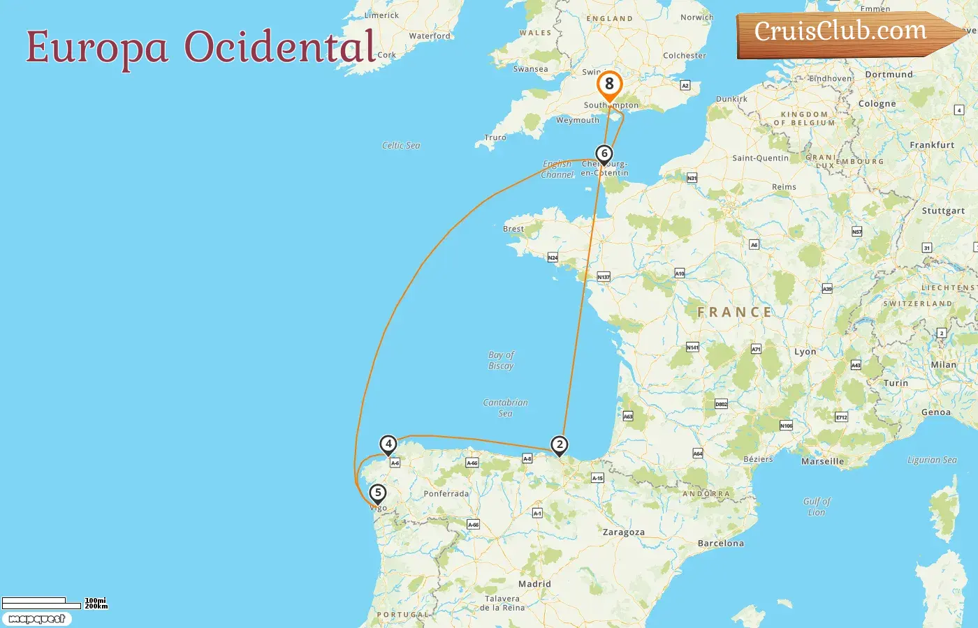 Cruzeiro na Europa Ocidental de Southampton a bordo do navio Queen Anne com visitas à Espanha e França por 8 dias