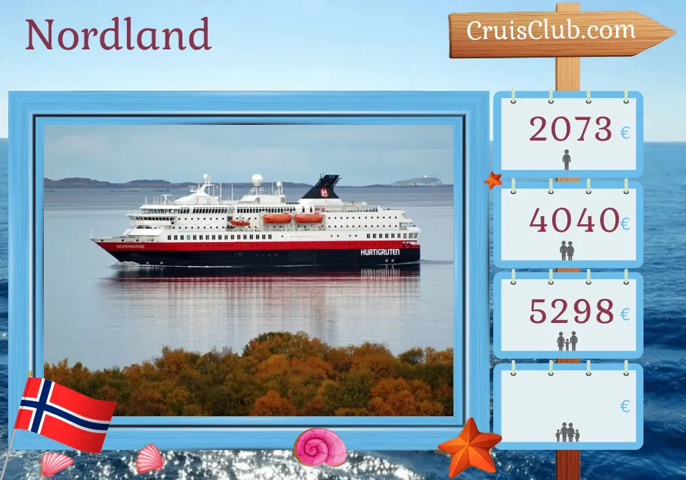 Crucero por el Norte desde las montañas a bordo del barco Nordnorge con visitas a Noruega por 12 días