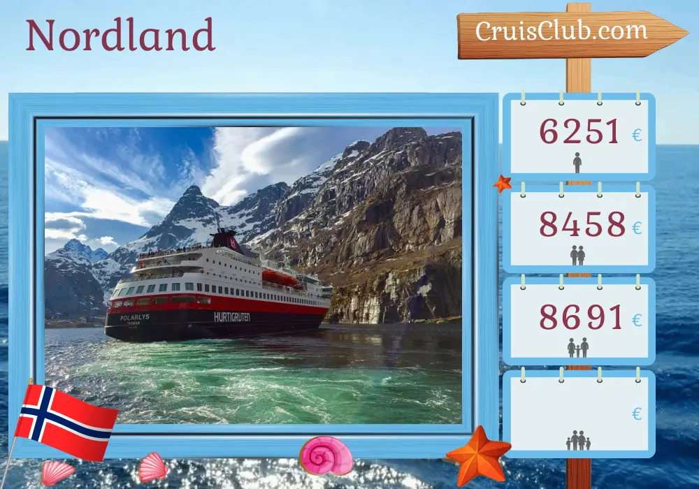 Crucero por el norte desde las montañas hasta Trondheim a bordo del barco Polarlys con visitas a Noruega durante 11 días