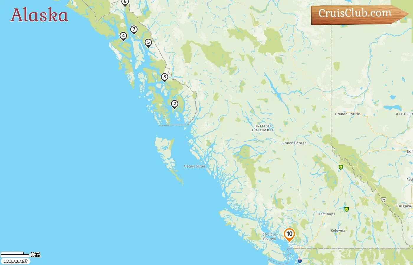 Croisière en Alaska de Vancouver à bord du navire EXPLORA III avec visites au Canada et aux États-Unis pendant 10 jours