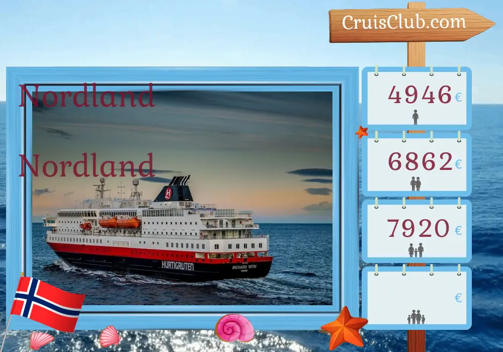 Cruzeiro no Norte de Montanhas a Trondheim a bordo do navio Richard With com visitas à Noruega por 11 dias