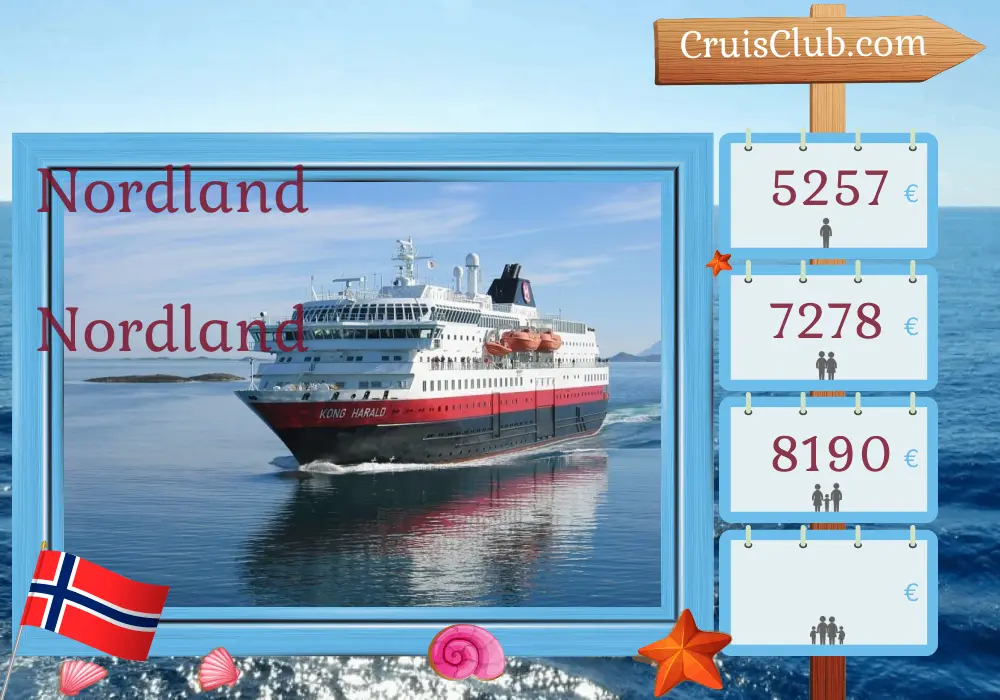 Cruzeiro no Norte das Montanhas a Trondheim a bordo do navio Kong Harald com visitas à Noruega por 11 dias