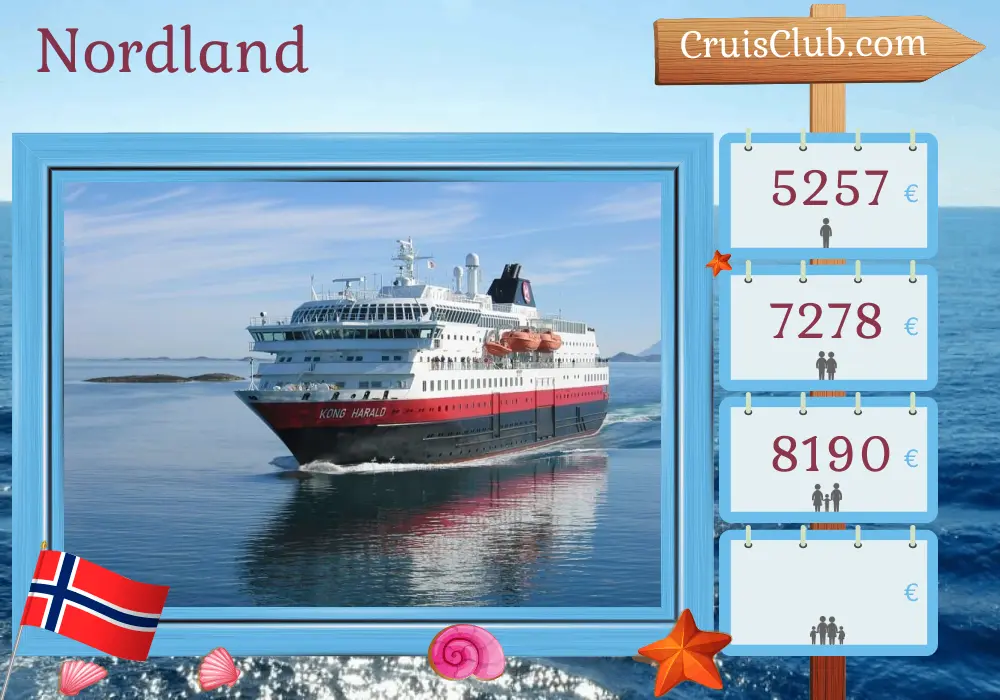 Crucero por el norte desde las montañas hasta Trondheim a bordo del barco Kong Harald con visitas a Noruega durante 11 días