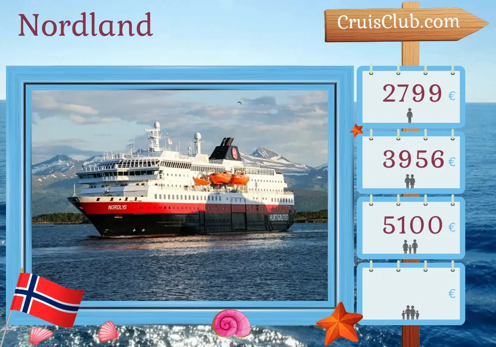 Crucero en el Norte desde las Montañas a bordo del barco Nordlys con visitas a Noruega por 12 días