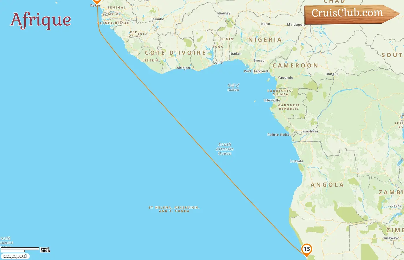 Croisière en Afrique de Dakar à Walvis Bay à bord du navire Le Dumont d`Urville avec des visites au Sénégal et en Namibie pendant 13 jours