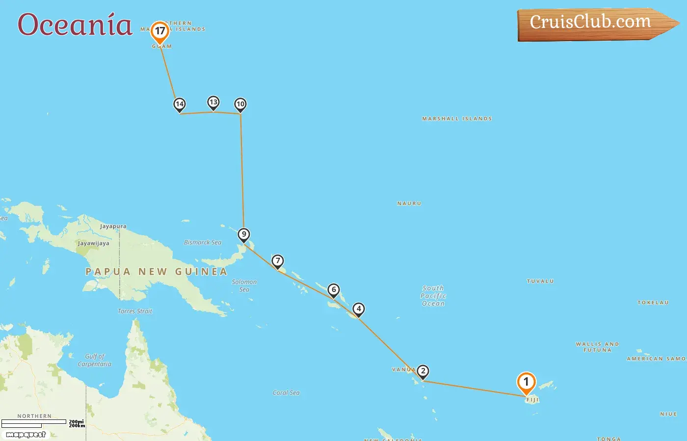 Crucero por el Pacífico Sur desde Lautoka hasta Gum a bordo del barco Le Jacques Cartier con visitas a Fiji, Vanuatu, Papúa Nueva Guinea, Micronesia y Guam durante 17 días