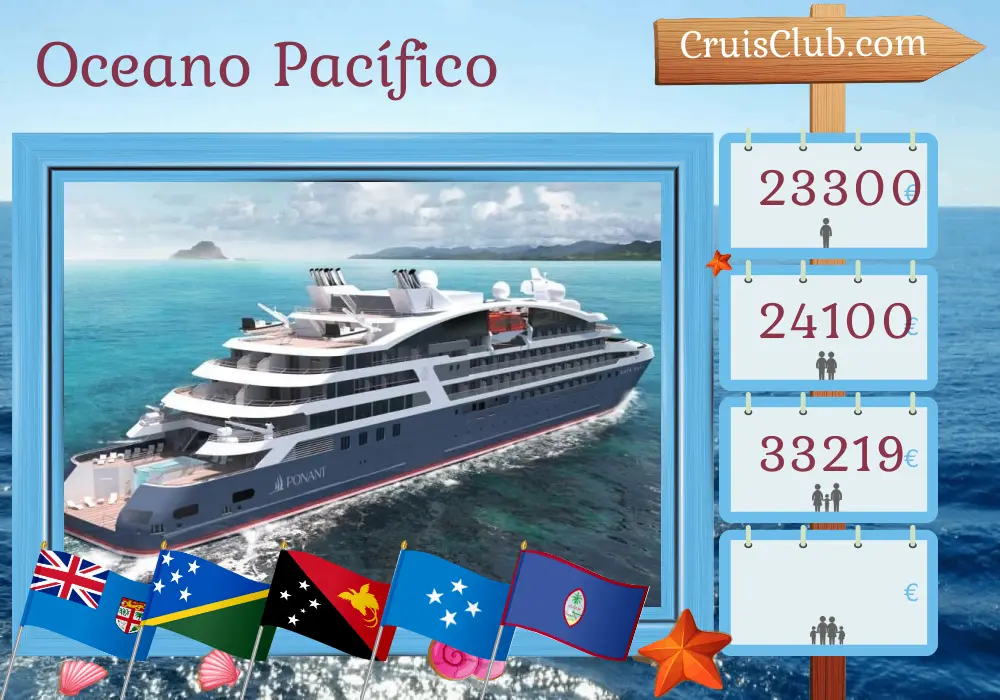 Cruzeiro no Sul do Pacífico de Lautoka para Guam a bordo do navio Le Jacques Cartier com visitas a Fiji, Vanuatu, Papua Nova Guiné, Micronésia e Guam por 17 dias