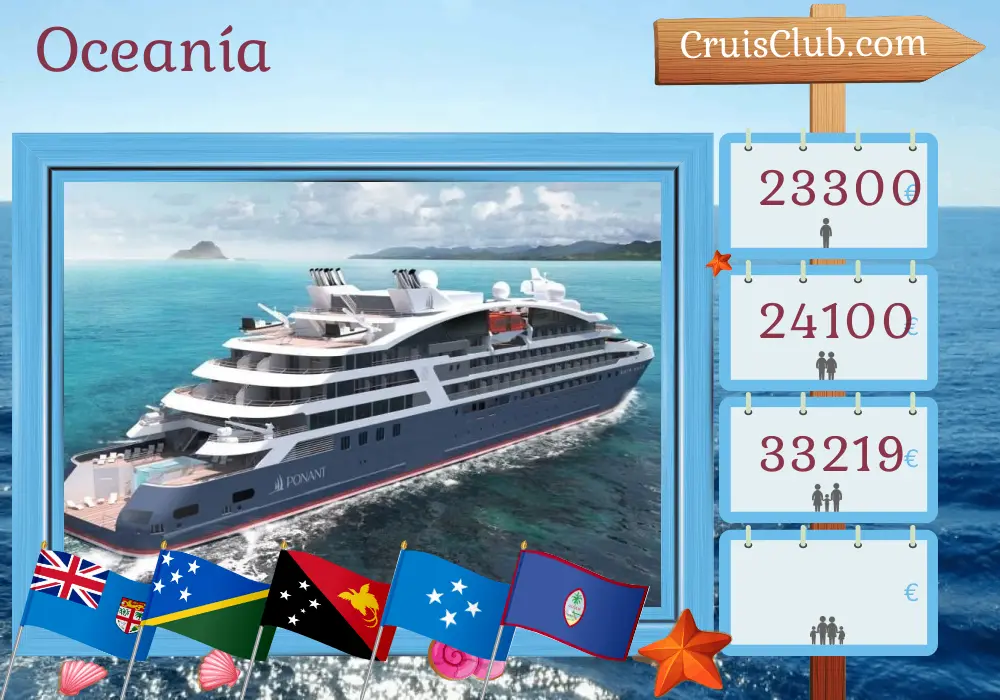 Crucero por el Pacífico Sur desde Lautoka hasta Gum a bordo del barco Le Jacques Cartier con visitas a Fiji, Vanuatu, Papúa Nueva Guinea, Micronesia y Guam durante 17 días