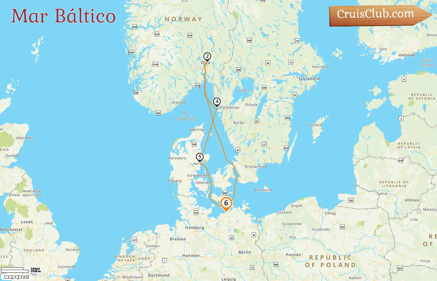 Crucero en el mar Báltico desde Warnemünde a bordo del barco AIDAmar con visitas a Alemania, Noruega, Suecia y Dinamarca durante 6 días