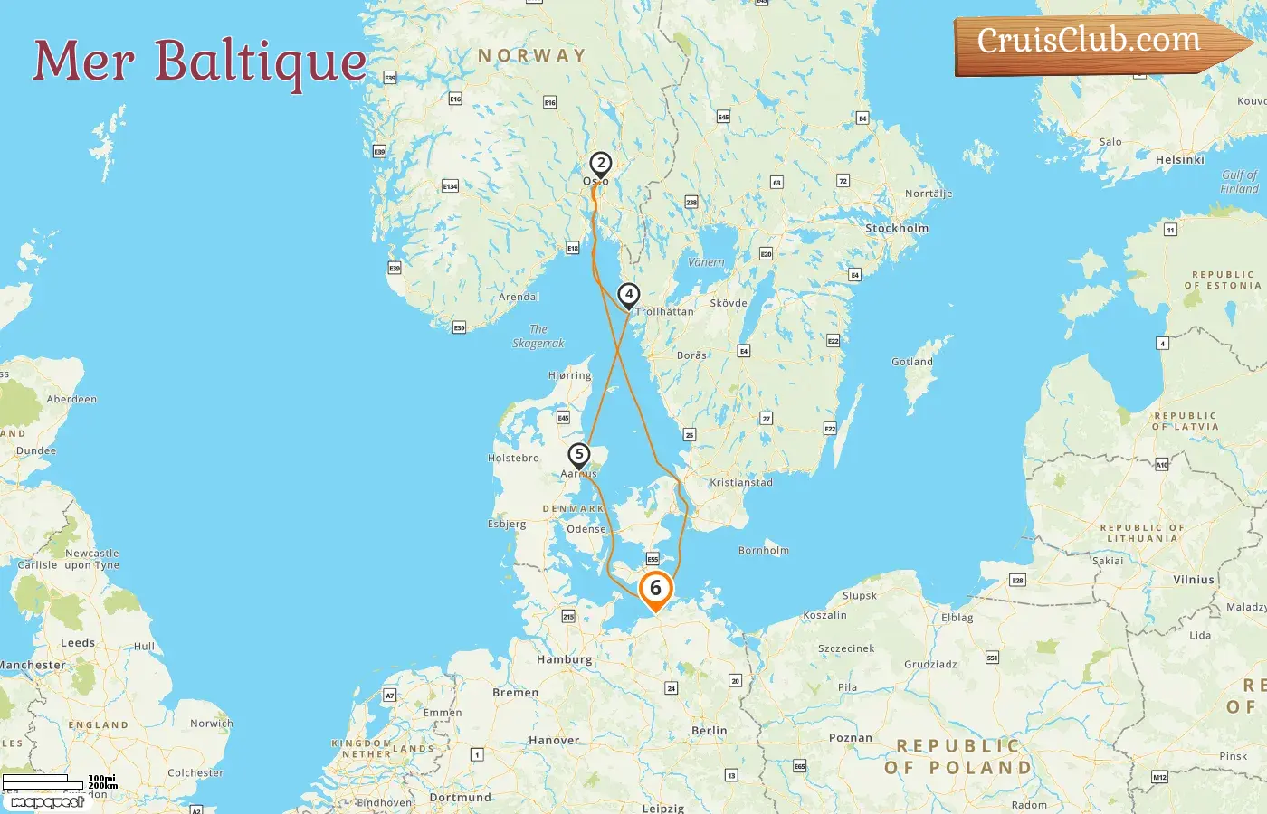 Croisière dans la mer Baltique au départ de Warnemünde à bord du navire AIDAmar avec escales en Allemagne, en Norvège, en Suède et au Danemark pendant 6 jours