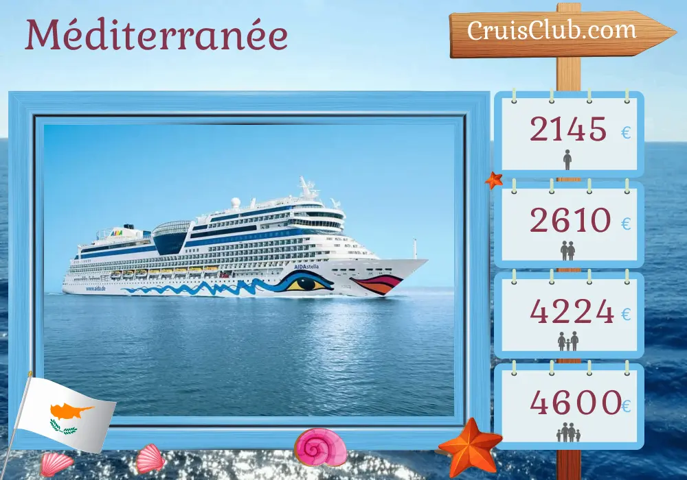 Croisière en Méditerranée depuis Antalya à bord du navire AIDAstella avec des visites en Turquie, à Chypre et en Égypte pendant 8 jours