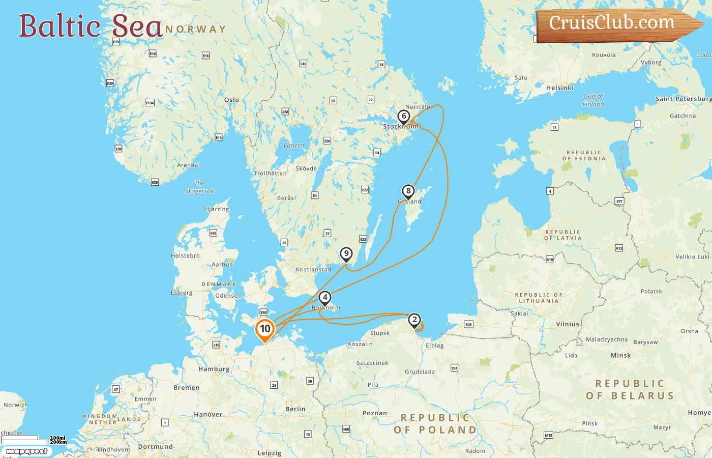 Baltic Sea Cruise from Warnemünde on board AIDAmar with stops in Germany, Poland, Denmark, and Sweden for 10 days