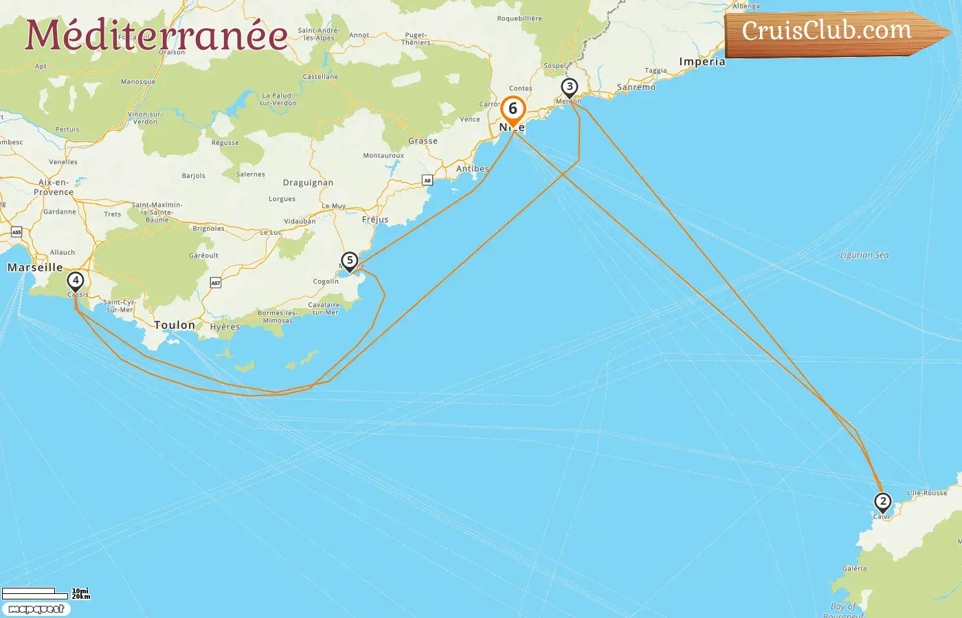 Croisière en Méditerranée au départ de Nice à bord du navire Le Bougainville avec des visites en France et à Monaco pendant 6 jours