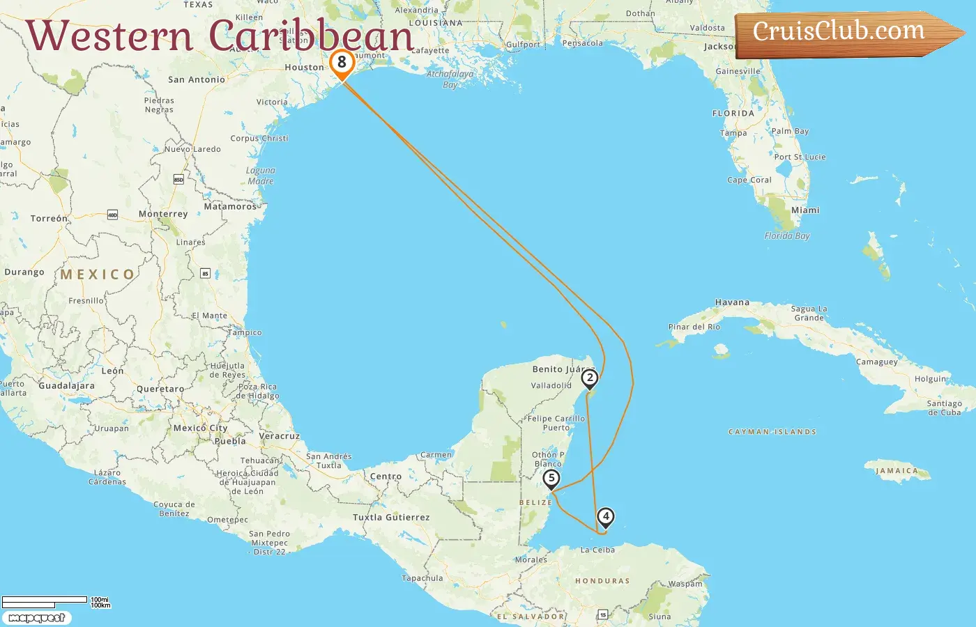 Cruise in the Western Caribbean from Galveston aboard Regal Princess ship with visits to USA, Mexico, Honduras, and Belize for 8 days