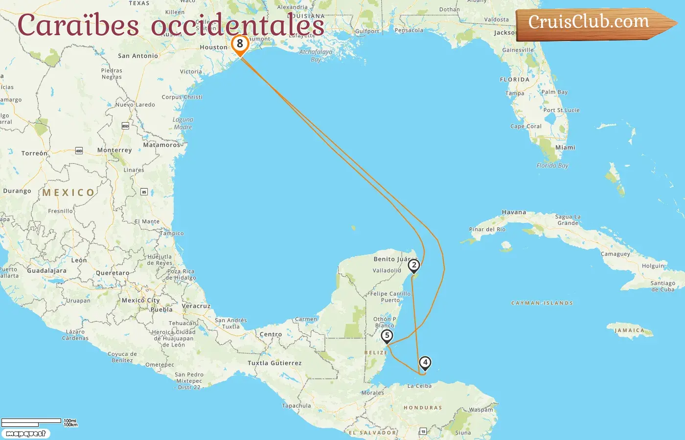 Croisière dans les Caraïbes occidentales au départ de Galveston à bord du navire Regal Princess avec des escales aux États-Unis, au Mexique, au Honduras et au Belize pendant 8 jours