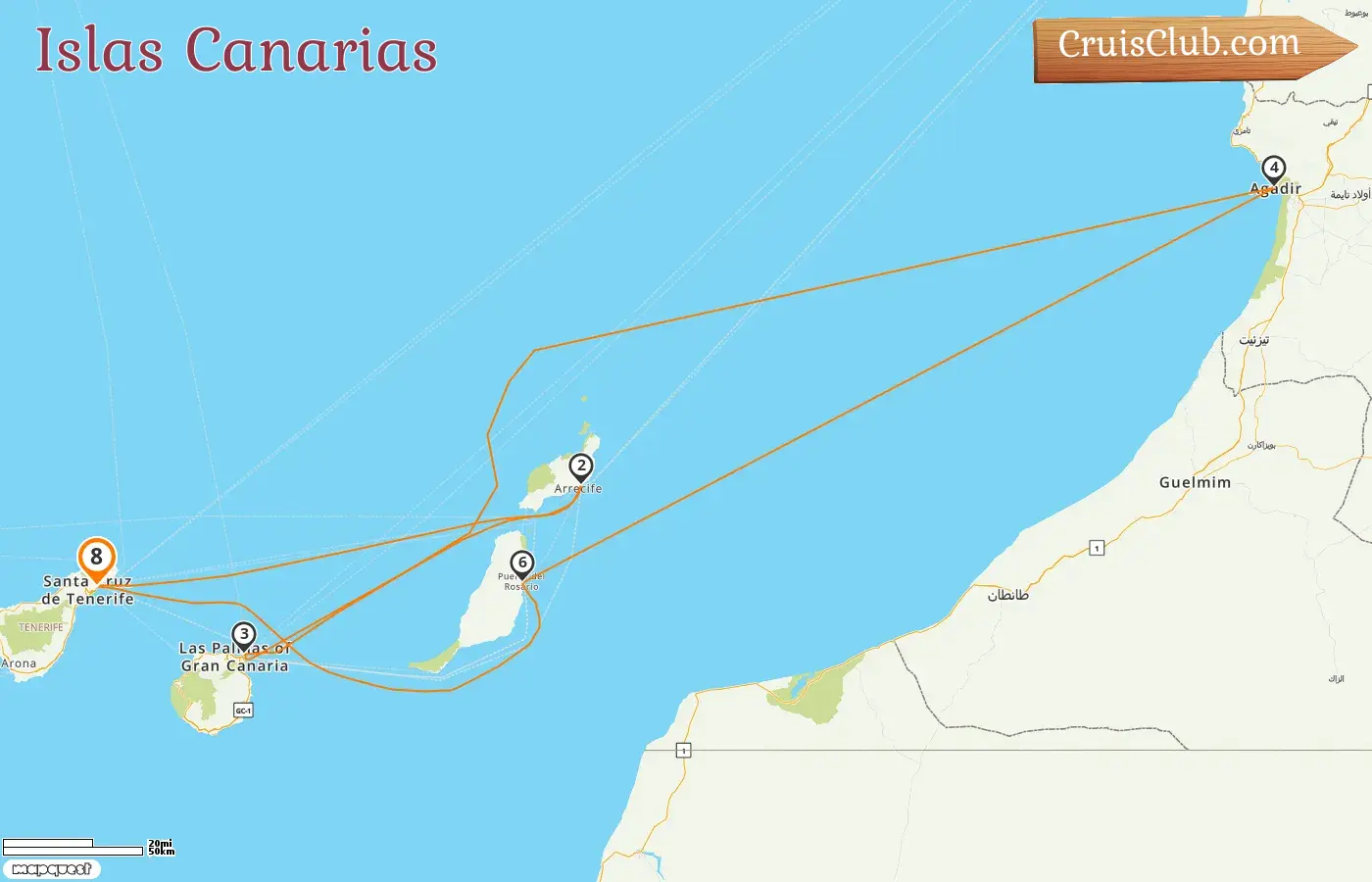 Crucero en las Islas Canarias desde Santa Cruz de Tenerife a bordo del barco Mein Schiff Relax con visitas a España y Marruecos durante 8 días
