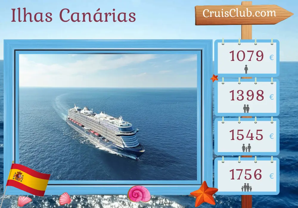 Cruzeiro nas Ilhas Canárias a partir de Santa Cruz de Tenerife a bordo do navio Mein Schiff Relax com visitas à Espanha e Marrocos por 8 dias