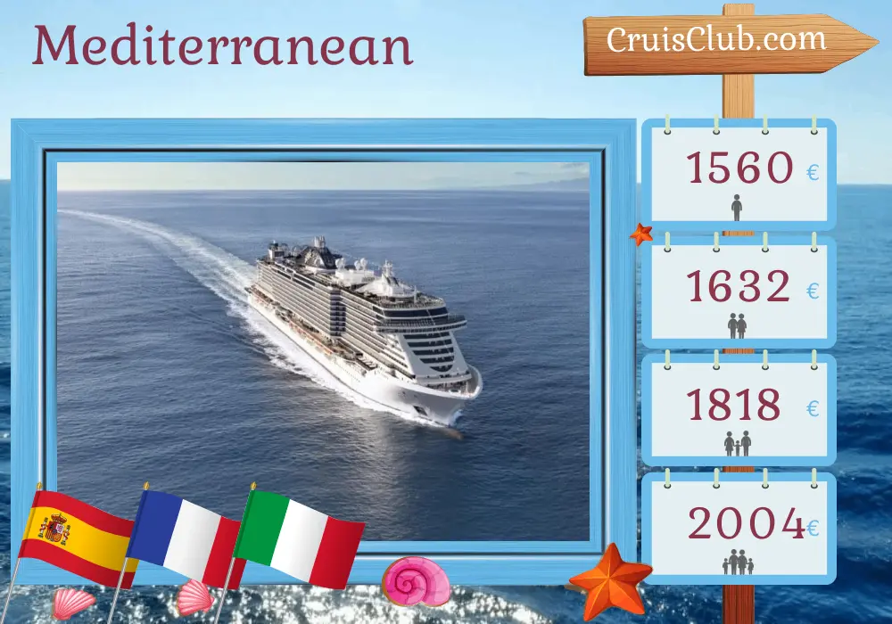 Cruise in the Mediterranean from Barcelona aboard MSC Seaview ship with visits to Spain, France, and Italy for 7 days
