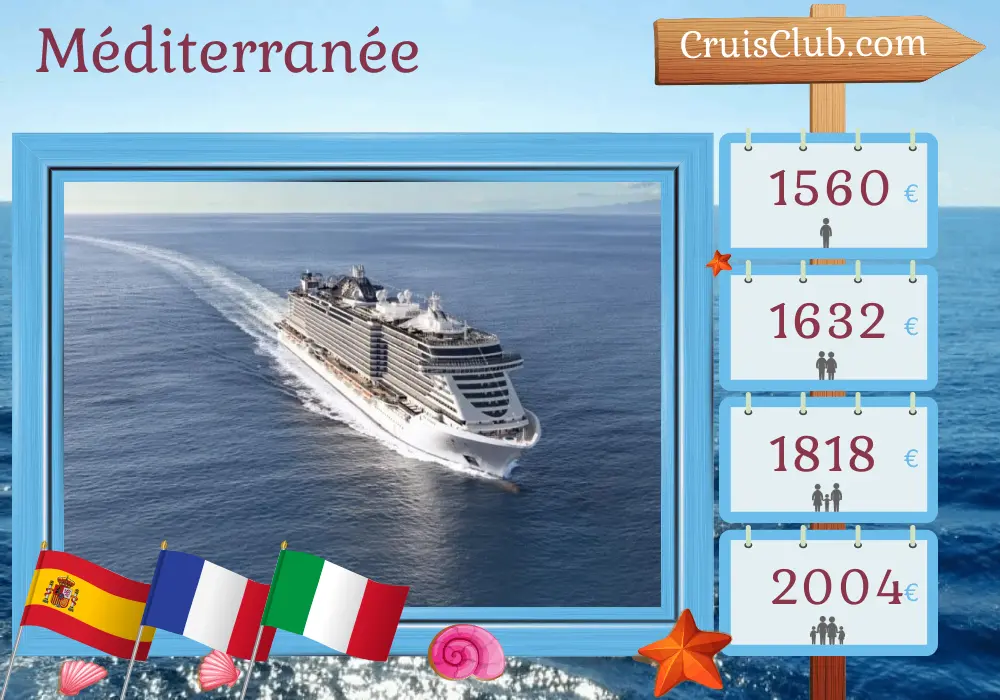Croisière en Méditerranée au départ de Barcelone à bord du navire MSC Seaview avec des visites en Espagne, en France et en Italie pendant 7 jours