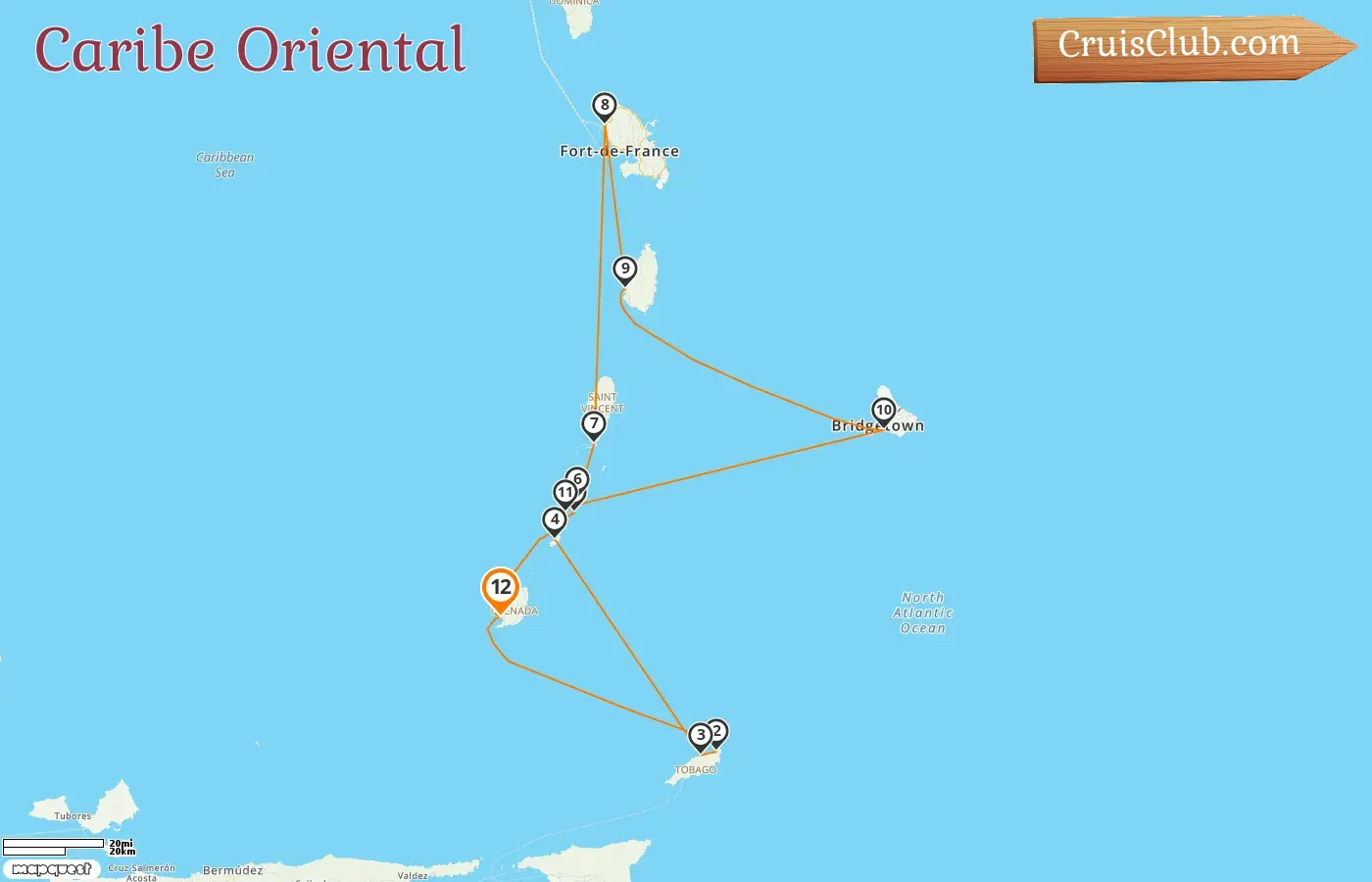 Cruzeiro no Caribe Oriental de St. George a bordo do navio Star Clipper com visitas a Granada, Trinidad e Tobago, São Vicente e Granadinas, Martinica, Santa Lúcia e Barbados por 12 dias