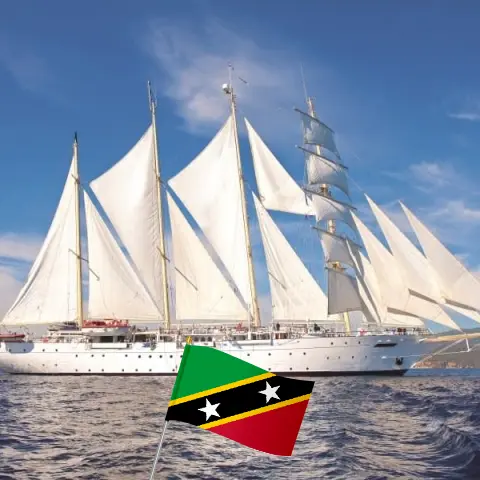 Cruise in the Eastern Caribbean from St. John`s aboard Star Clipper ship with visits to Saint Barthélemy, British Virgin Islands, and Saint Kitts and Nevis for 8 days