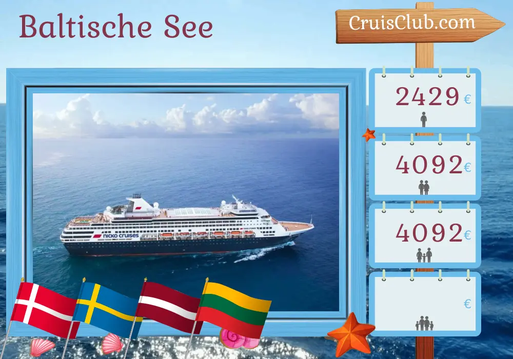Kreuzfahrt in der Ostsee ab Kiel an Bord des Schiffes Vasco da Gama mit Stopps in Dänemark, Schweden, Lettland, Litauen und Polen für 13 Tage