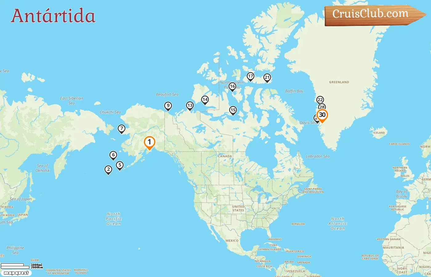 Crucero en el Ártico desde Anchorage / Anchorage a Kangerlussuaq a bordo del barco HANSEATIC spirit con visitas a EE.UU., Canadá y Groenlandia por 30 días