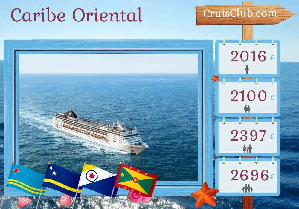 Cruzeiro no Caribe Oriental saindo de La Romana a bordo do navio MSC Opera com visitas à República Dominicana, Aruba, Curaçao e Granada por 8 dias