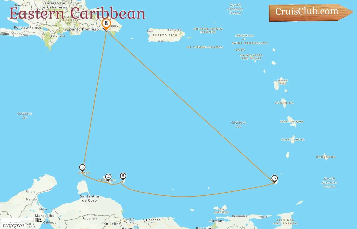 Cruise in the Eastern Caribbean from La Romana aboard MSC Opera ship with visits to Dominican Republic, Aruba, Curaçao, and Grenada for 8 days
