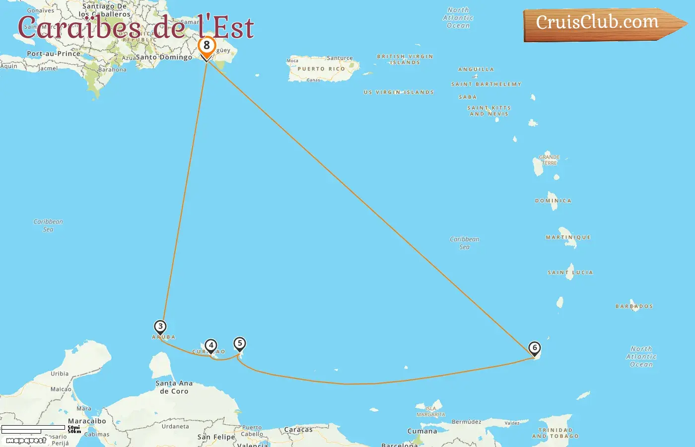Croisière dans les Caraïbes orientales au départ de La Romana à bord du navire MSC Opera avec des escales en République dominicaine, à Aruba, à Curaçao et à la Grenade pendant 8 jours