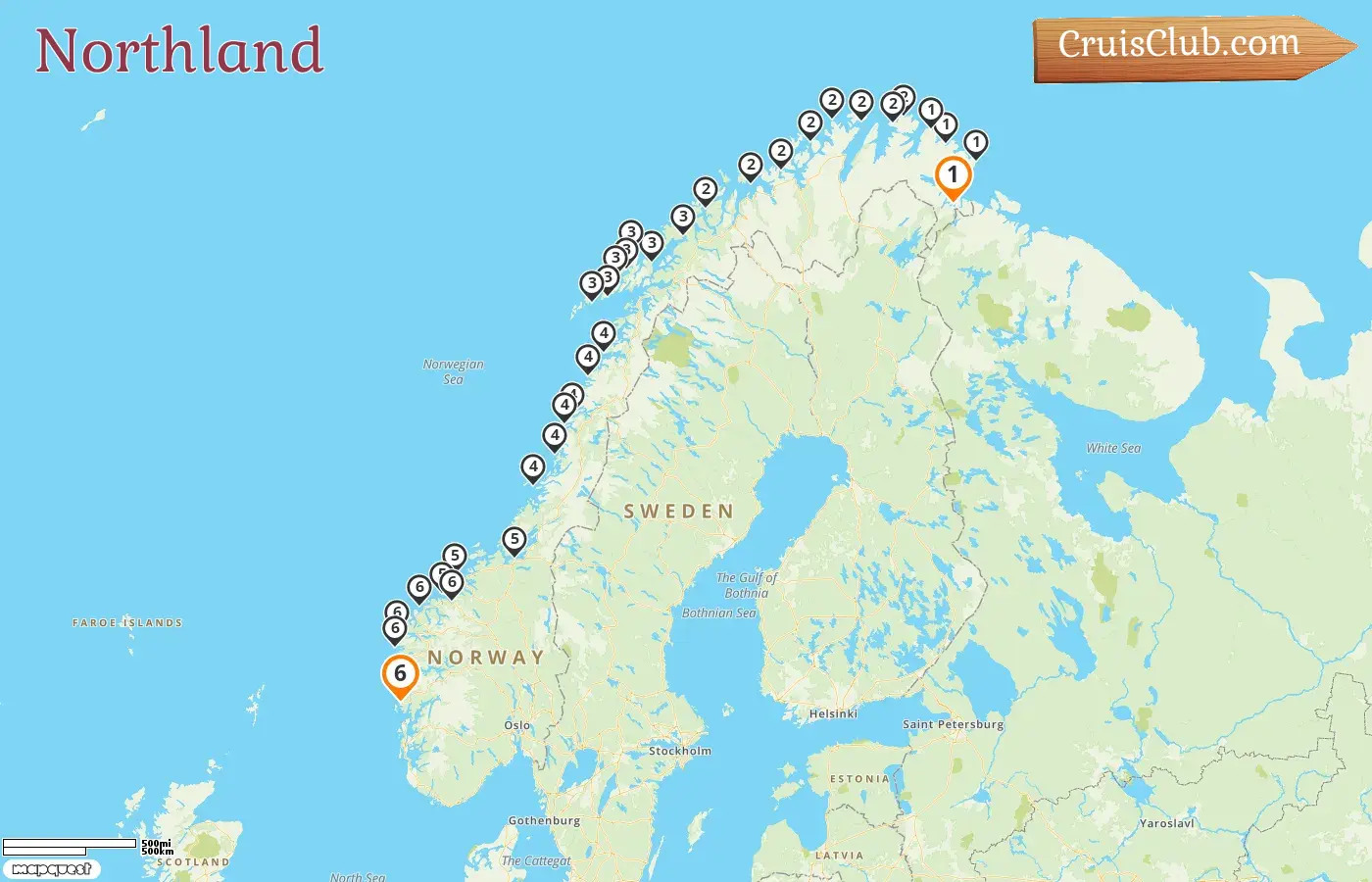 Cruise in the Northland from Kirkenes to Mountains aboard Nordnorge ship with visits to Norway for 6 days