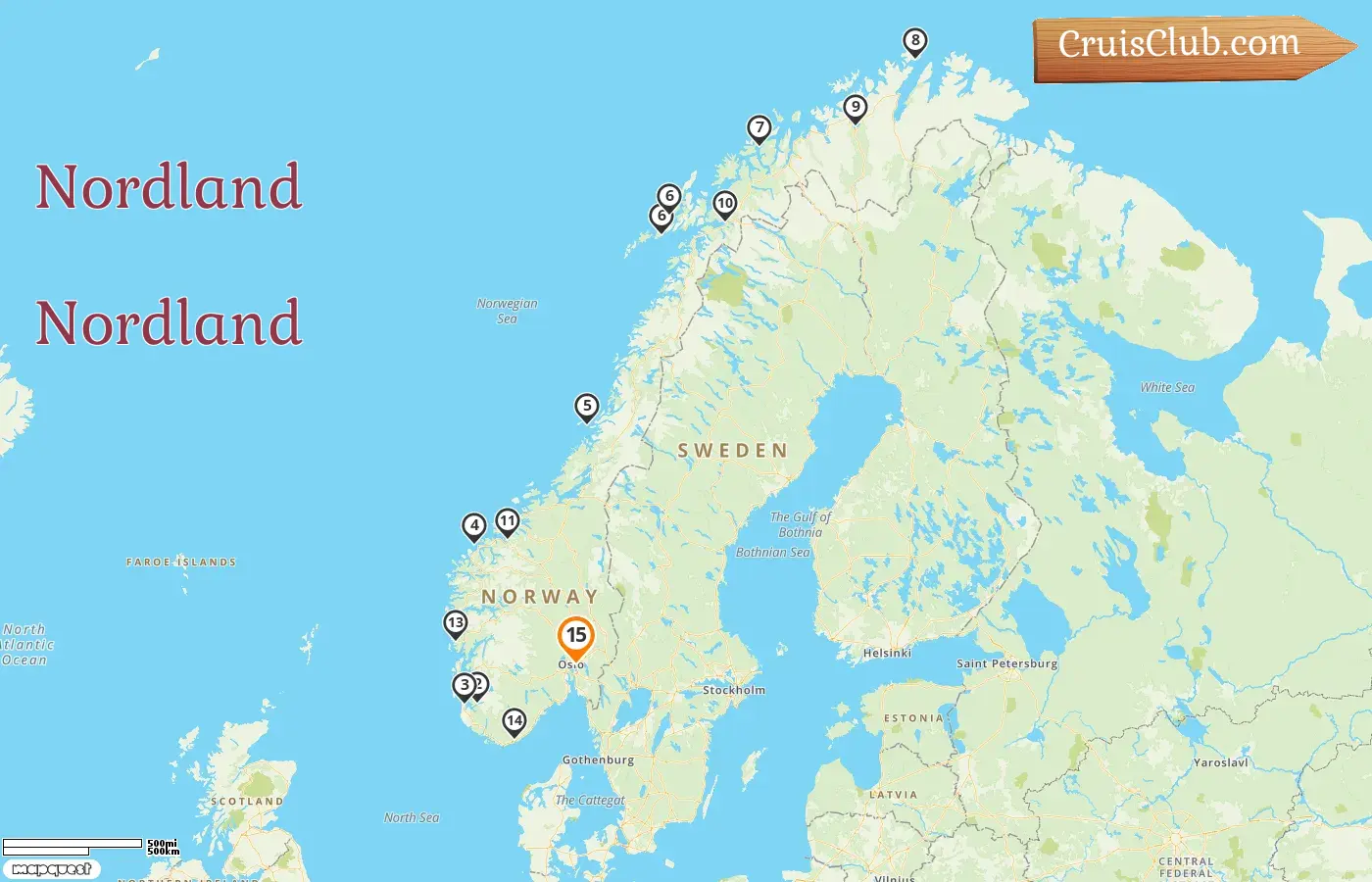 Cruzeiro no Norte a partir de Oslo a bordo do navio Trollfjord com visitas à Noruega por 15 dias