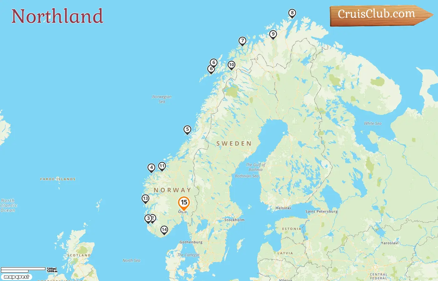 Cruise in the Northland from Oslo aboard Trollfjord ship with visits to Norway for 15 days
