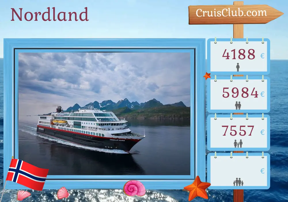 Crucero por el norte desde Oslo a bordo del barco Trollfjord con visitas a Noruega durante 15 días