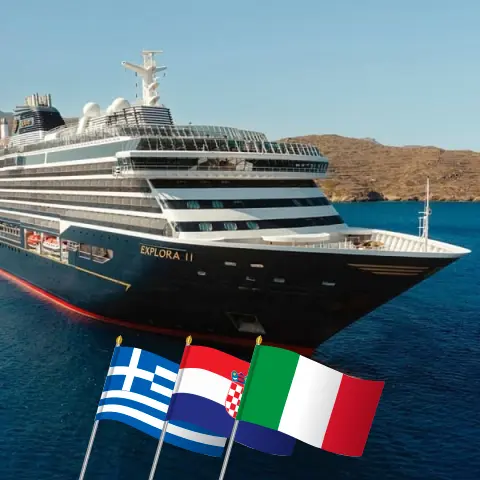 Cruise in the Mediterranean from Piraeus to Fusina aboard EXPLORA II ship with visits to Greece, Croatia, and Italy for 8 days
