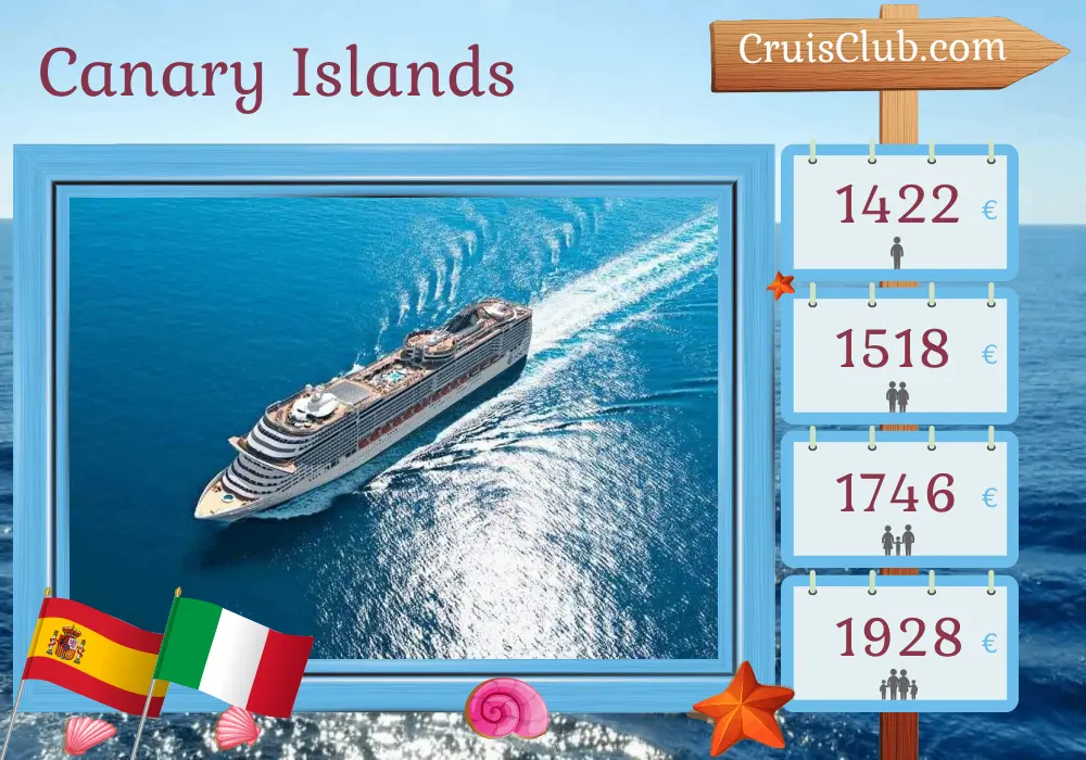 Cruise in the Canary Islands from Santa Cruz de Tenerife to Civitavecchia aboard MSC Fantasia ship with visits to Spain, Morocco, and Italy for 9 days