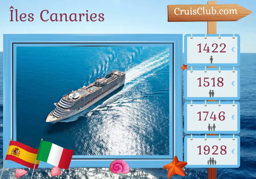 Croisière dans les îles Canaries de Santa Cruz de Tenerife à Civitavecchia à bord du navire MSC Fantasia avec des visites en Espagne, au Maroc et en Italie pendant 9 jours