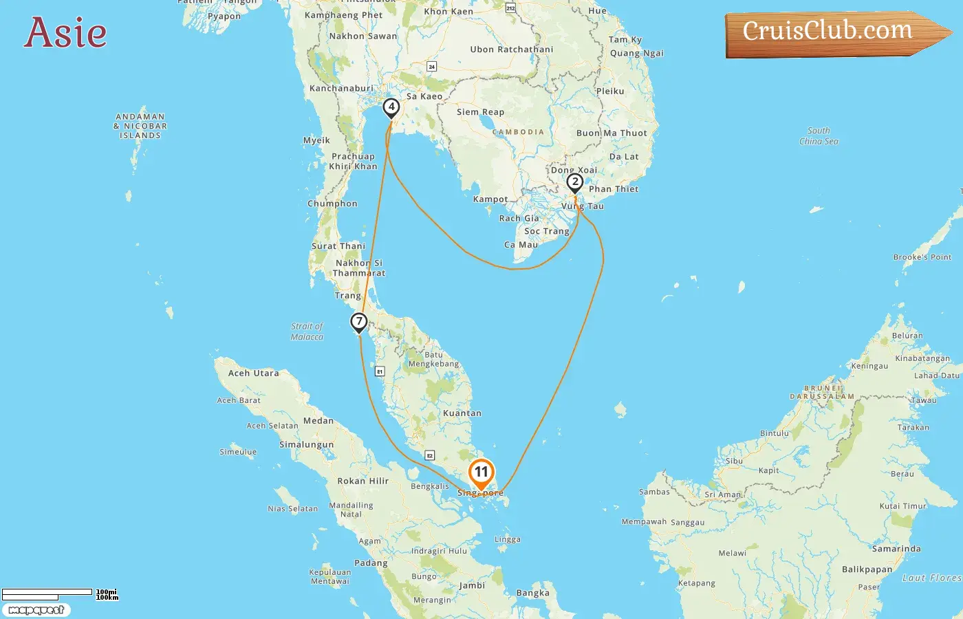 Croisière en Asie depuis Singapour à bord du navire Navigator of the Seas avec des escales à Singapour, au Viêt Nam, en Thaïlande et en Malaisie pendant 11 jours
