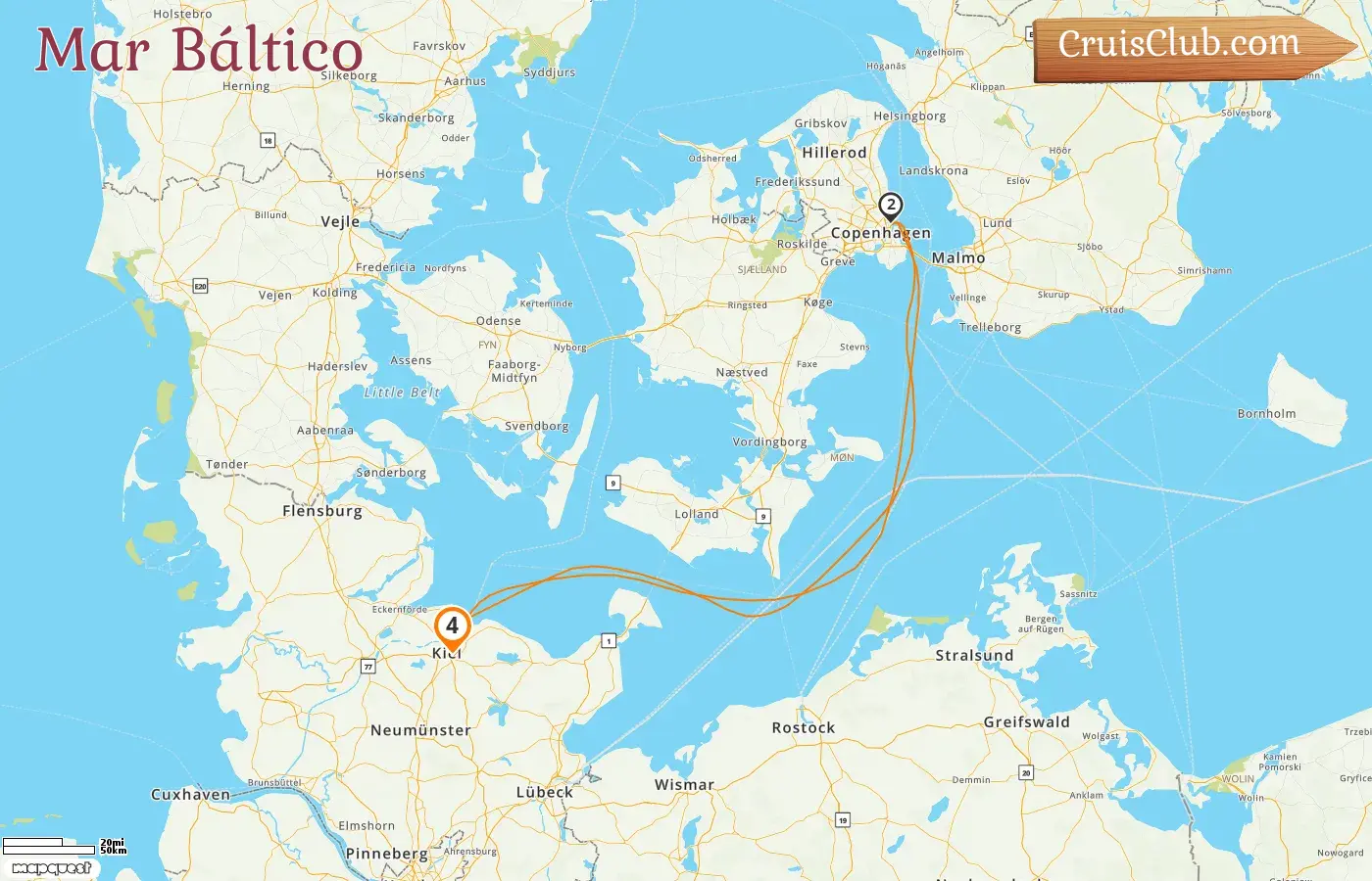 Crucero por el Mar Báltico desde Kiel a bordo del barco Vasco da Gama con visitas a Dinamarca durante 4 días