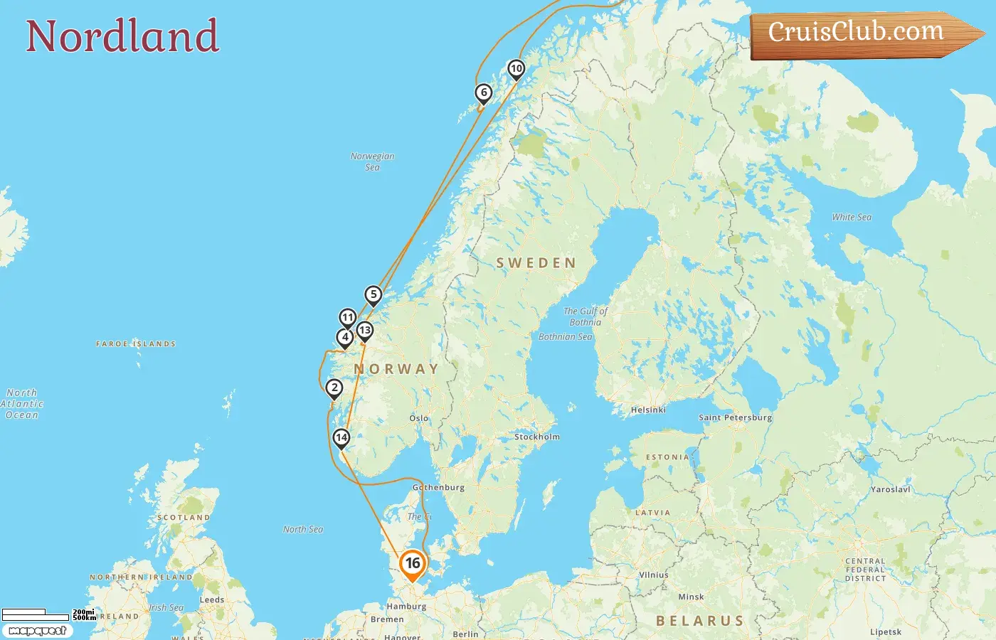 Kreuzfahrt ins Nordland ab Kiel an Bord des Schiffes Vasco da Gama mit Besuchen in Norwegen für 16 Tage