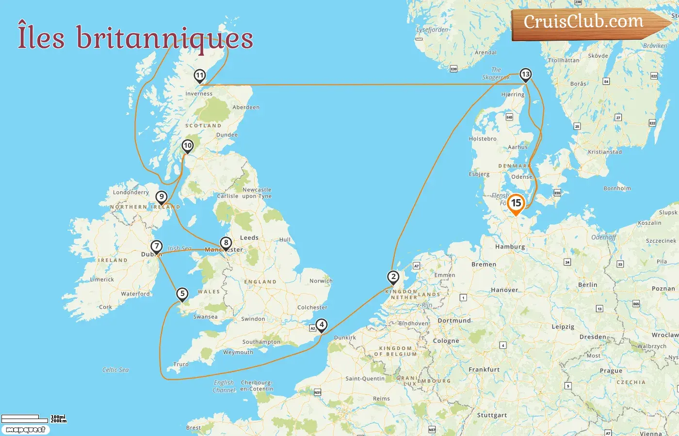 Croisière dans les îles britanniques au départ de Kiel à bord du navire AIDAbella avec des visites aux Pays-Bas, en Irlande et au Danemark pendant 15 jours