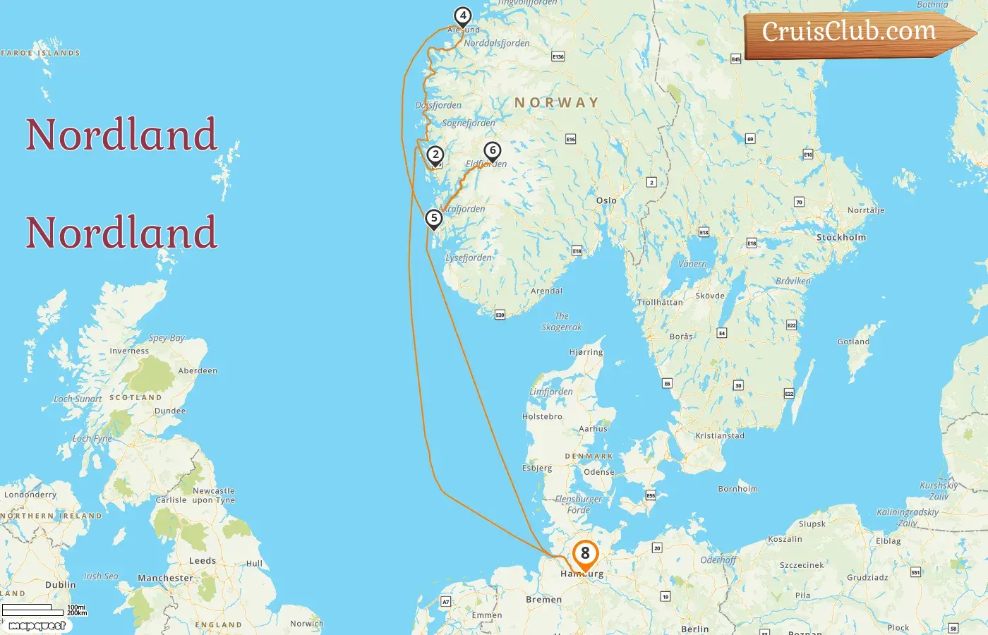 Cruzeiro no Norte a partir de Hamburgo a bordo do navio AIDAluna com visitas à Alemanha e Noruega por 8 dias