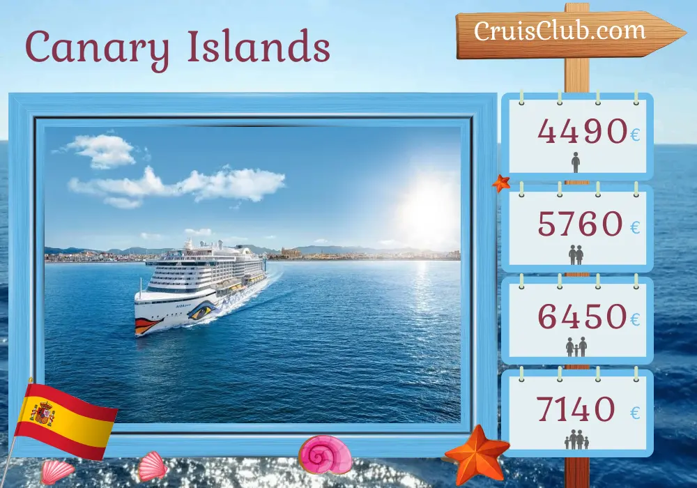 Cruise in the Canary Islands from Las Palmas to Palma aboard AIDAperla ship with visits to Spain for 13 days