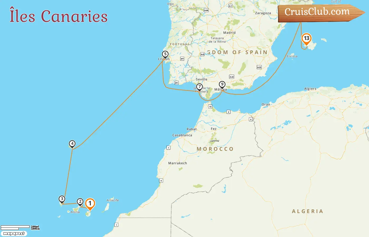 Croisière dans les îles Canaries de Las Palmas à Palma à bord du navire AIDAperla avec des visites en Espagne pendant 13 jours