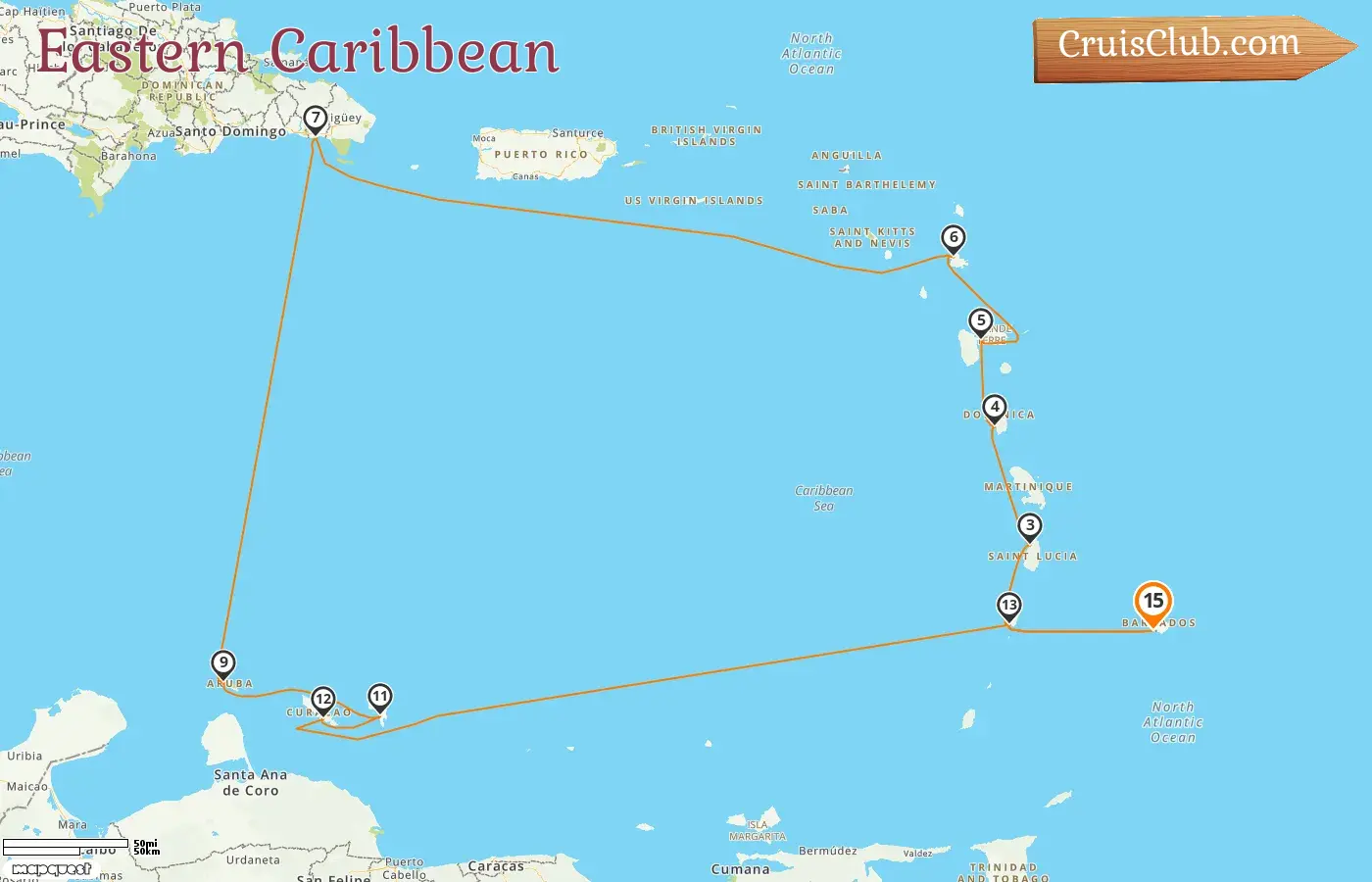 Kreuzfahrt in der östlichen Karibik von Bridgetown an Bord des AIDAperla-Schiffs mit Besuchen in Barbados, St. Vincent und die Grenadinen, Guadeloupe, Aruba und Curaçao für 15 Tage