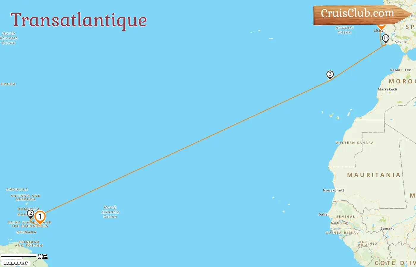 Croisière transatlantique de Bridgetown à Lisbonne à bord du navire Seabourn Ovation avec escales à la Barbade, Sainte-Lucie et au Portugal pendant 13 jours