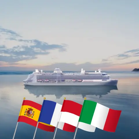 Cruise in the Mediterranean from Barcelona to Civitavecchia aboard Silver Ray ship with visits to Spain, France, Monaco, and Italy for 16 days