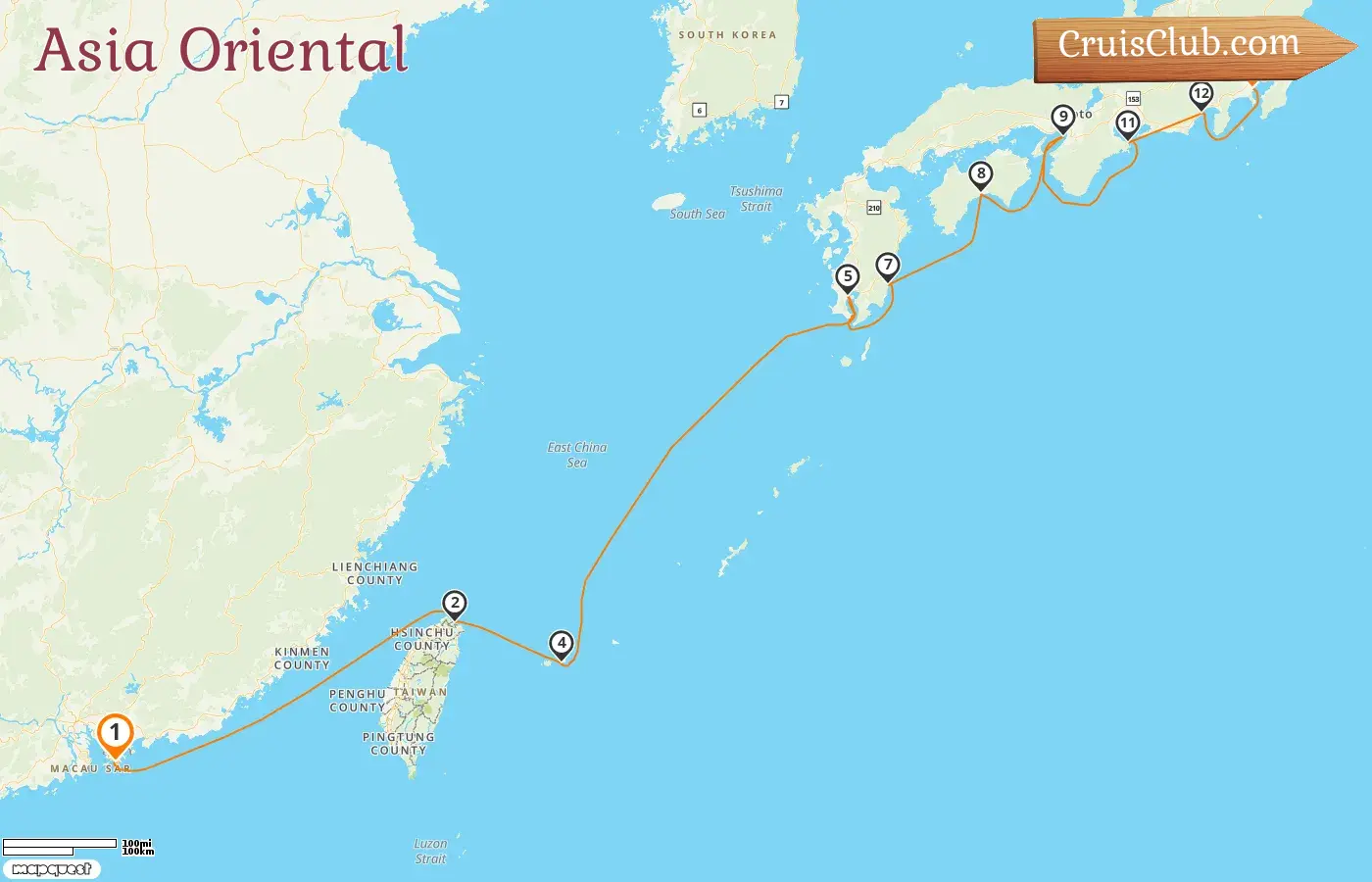 Crucero por el Este de Asia desde Hong Kong a Yokohama a bordo del barco Seabourn Encore con visitas a Hong Kong, Taiwán y Japón durante 13 días